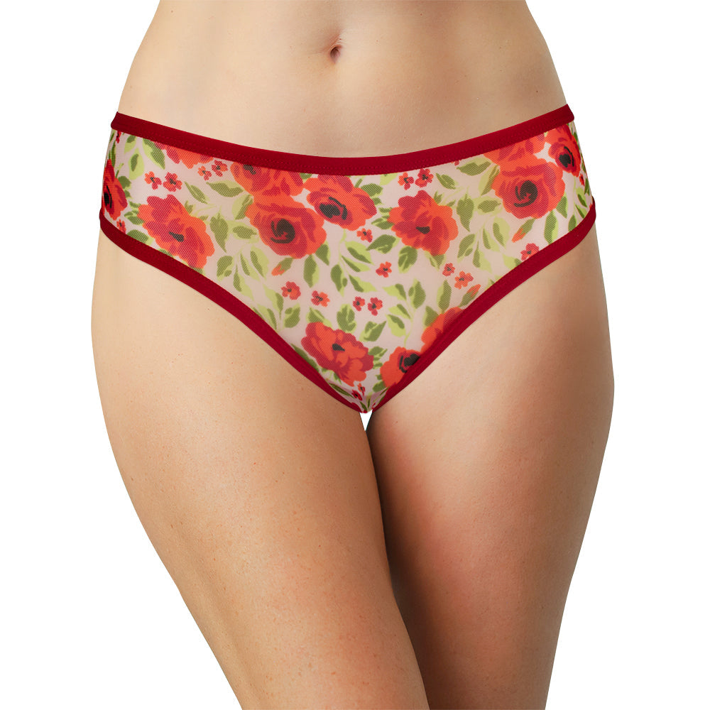Winter Floral Mesh Thong – Sheer Comfort XS–3X - Be Bliss Boutique