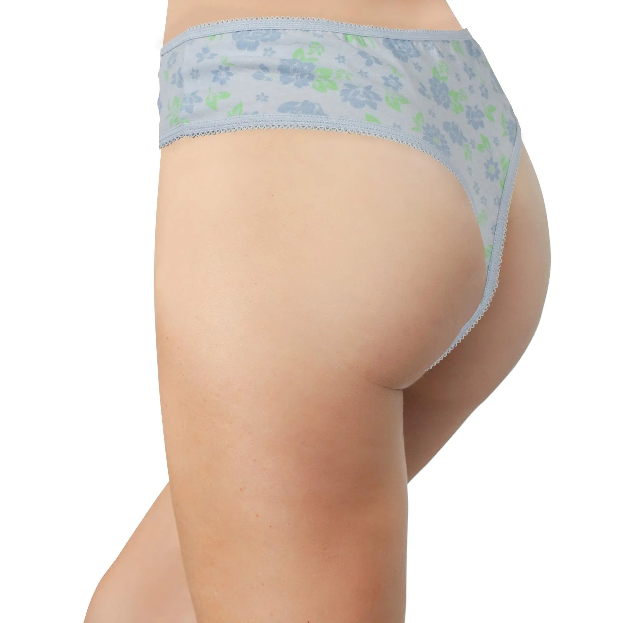 Printed Cotton High Waist Thong with Picot Trim - Be Bliss Boutique