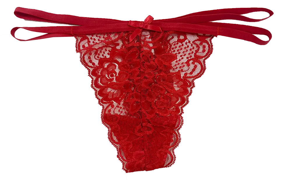 Lace Thong with Elastic Straps, XS- 2X - Be Bliss Boutique