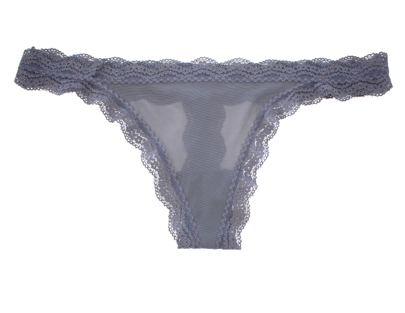 Mesh Thong with Lace Trim at the Waist and Leg, XS-2X - Be Bliss Boutique