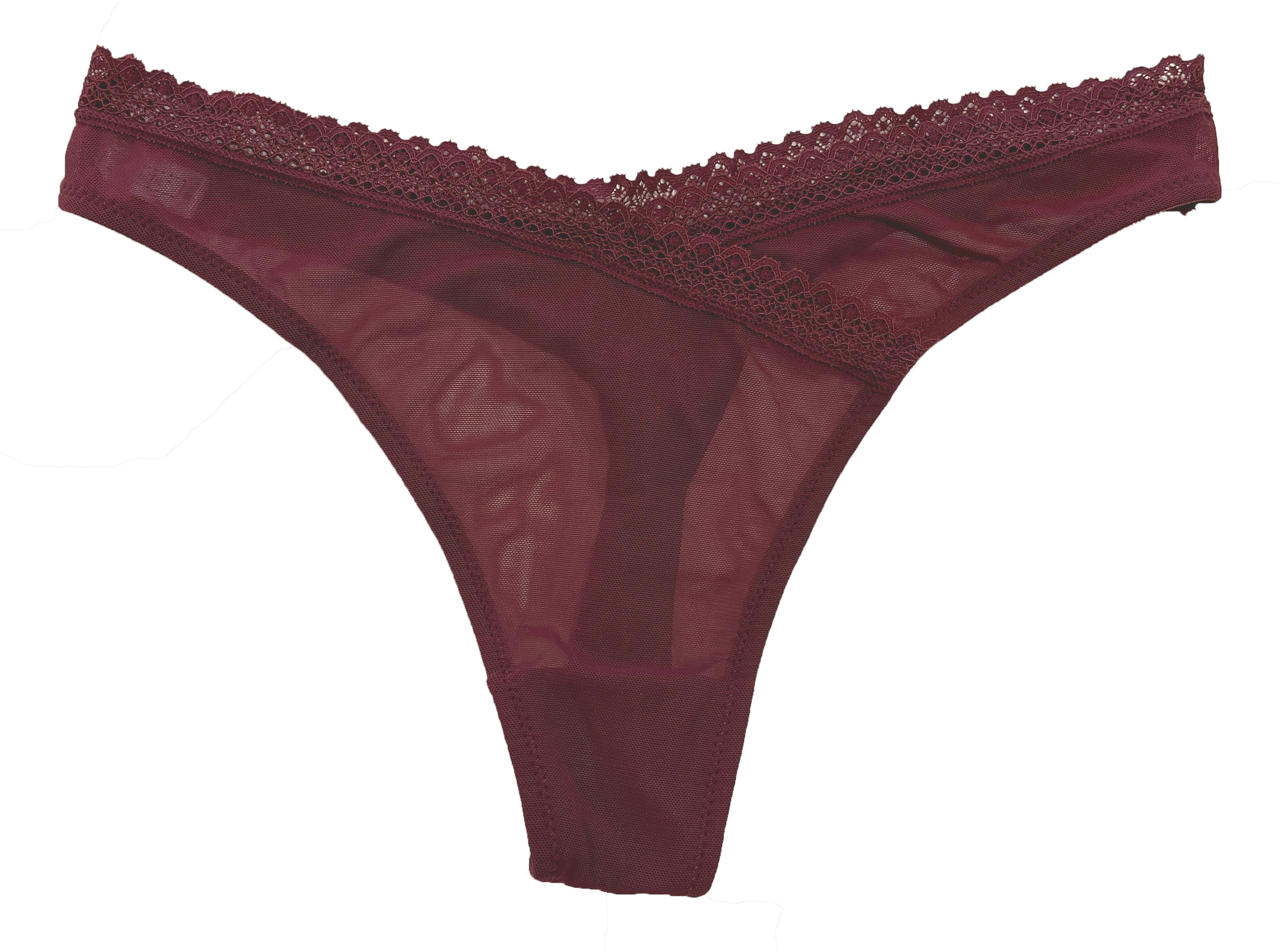 V-Front Mesh Thong with Lace, XS-2X - Be Bliss Boutique