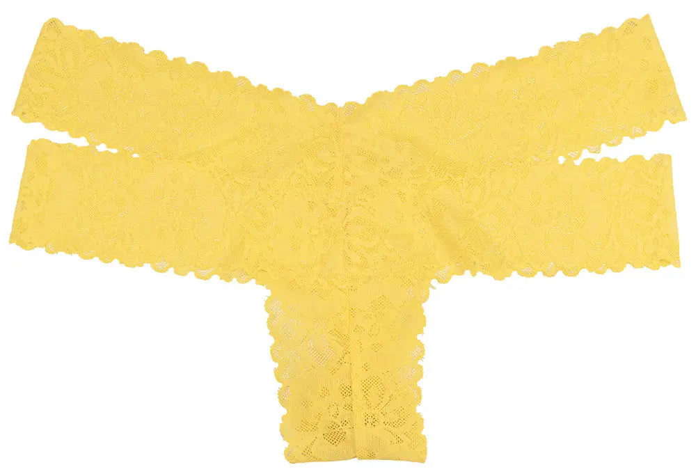 Yellow All Lace Thong with Double Bands - Be Bliss Boutique