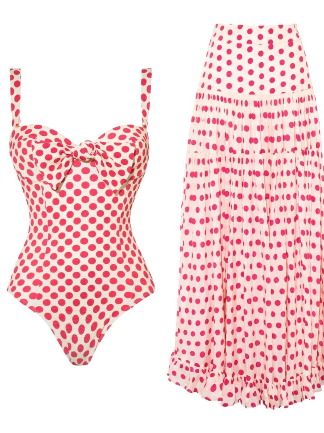 Printed One Piece Swimsuit and Skirt Set - Be Bliss Boutique
