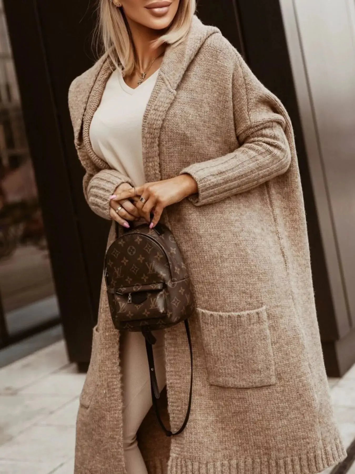 Full Size Hooded Knit Open Front Cardigan - Be Bliss Boutique