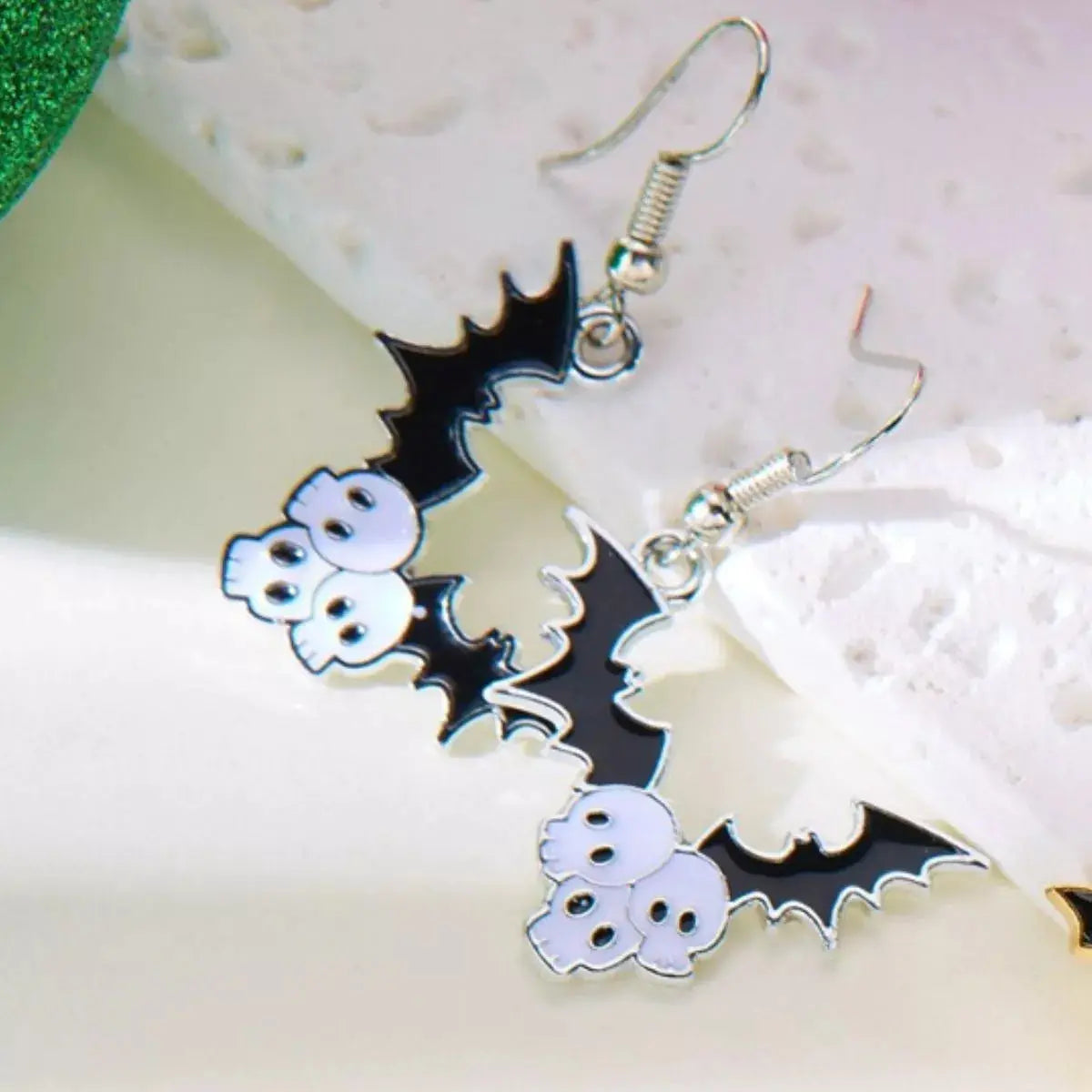 Bat and Skull Halloween Drop Earrings - Be Bliss Boutique
