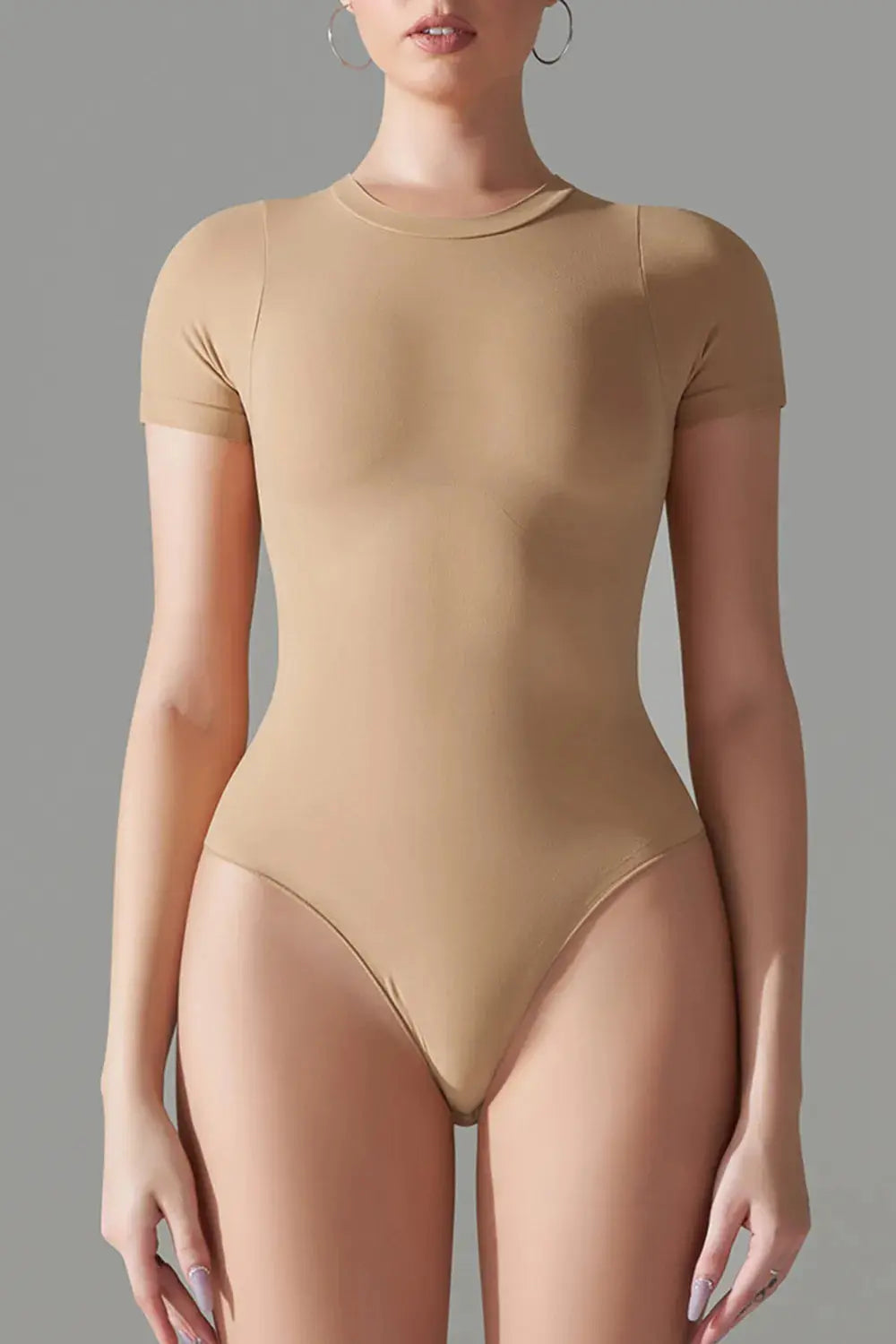 Round Neck Short Sleeve Active Bodysuit - Be Bliss Boutique