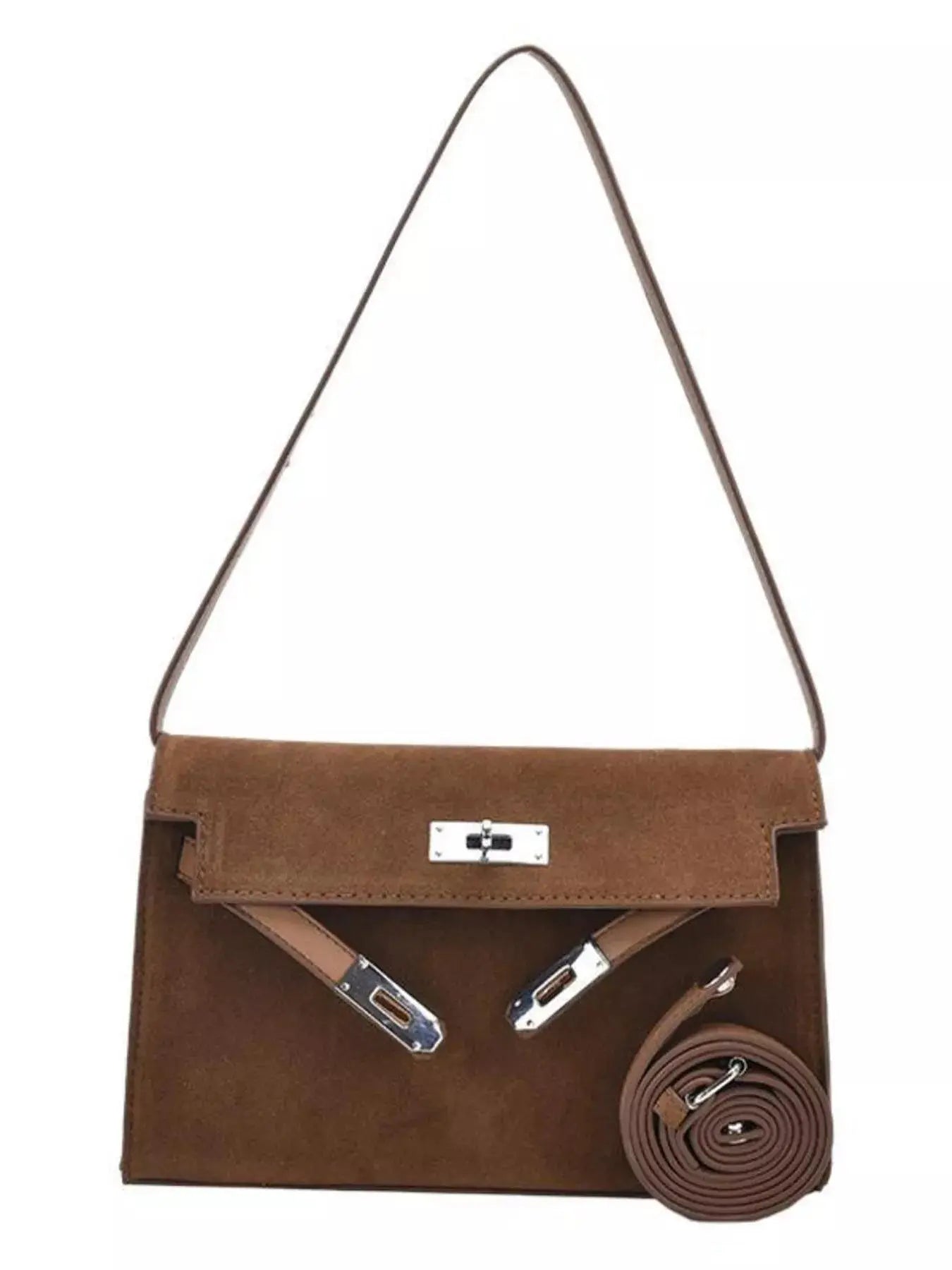 Solid Color Buckle Shoulder Bag - Be Bliss Boutique
