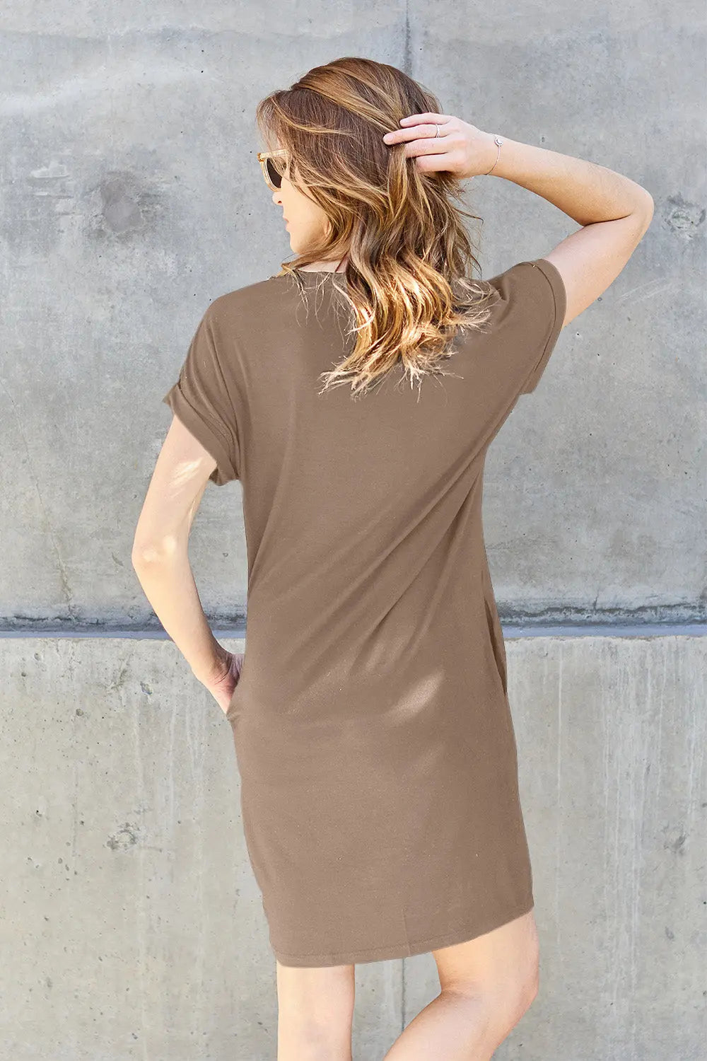 Basic Bae Full Size Round Neck Short Sleeve Dress with Pockets - Be Bliss Boutique