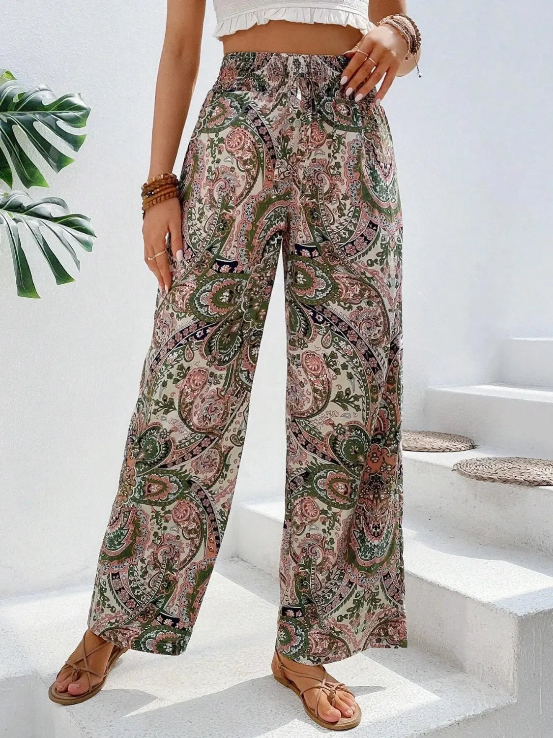Printed Wide Leg Pants - Be Bliss Boutique