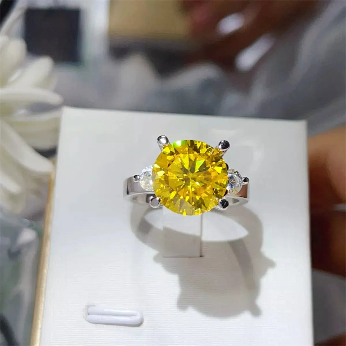 925 Sterling Silver Yellow 5 Carat Moissanite Ring - Be Bliss Boutique