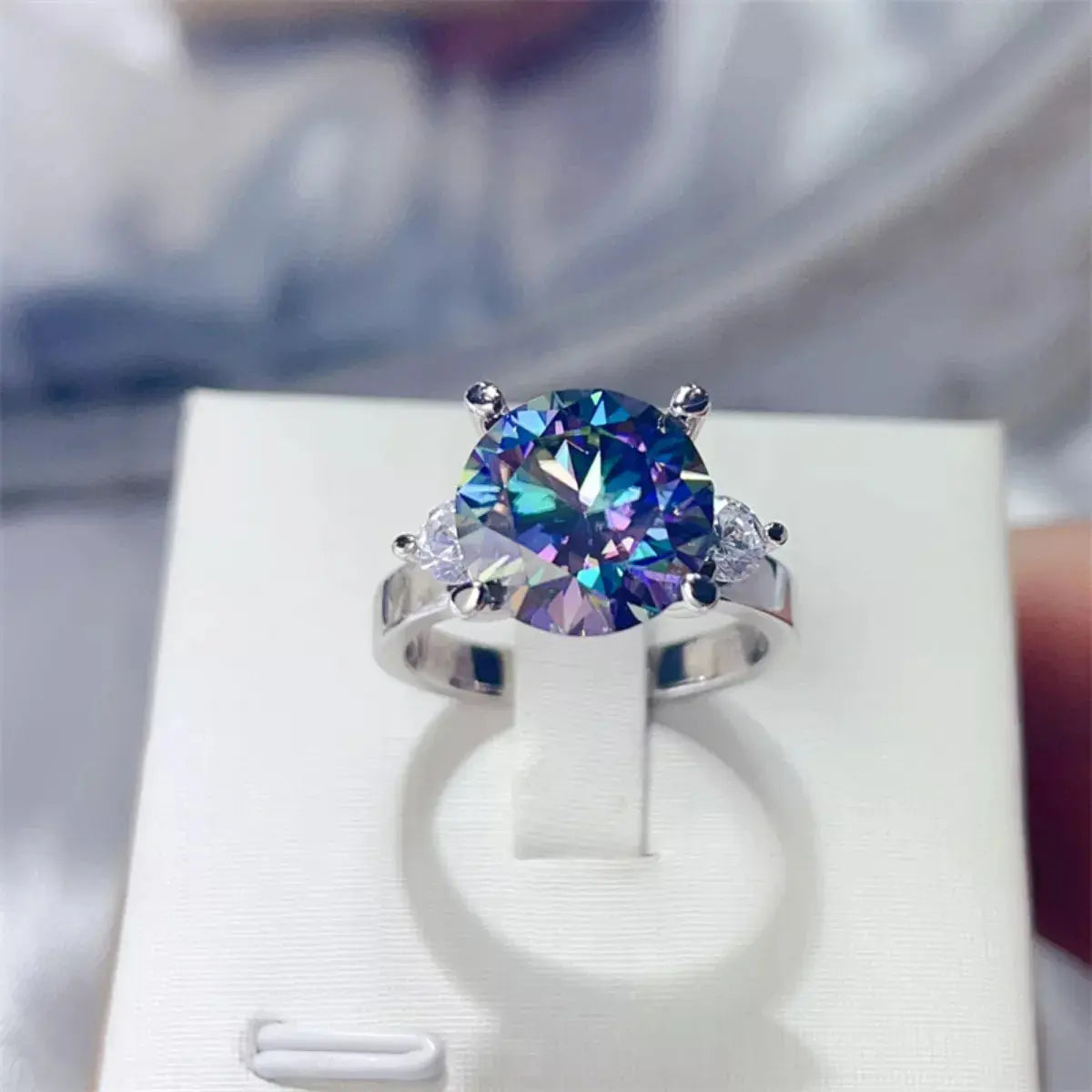 925 Sterling Silver Sapphire Blue 5 Carat Moissanite Ring - Be Bliss Boutique