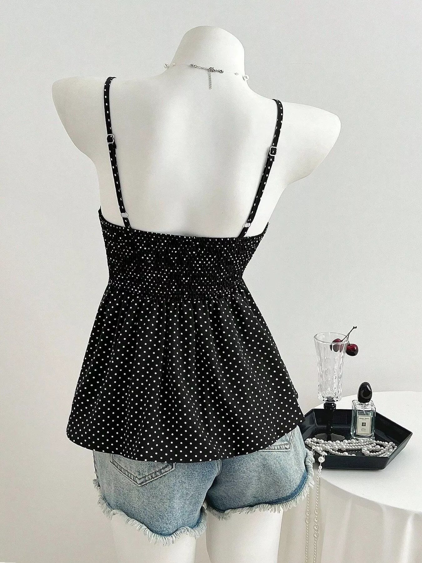 Polka Dot V Neck Cami Top - Be Bliss Boutique