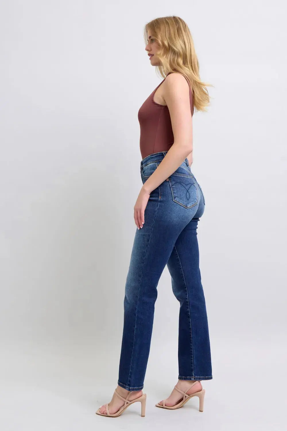 Full Size Washed Straight Leg Judy Blue Jeans with Pockets - Be Bliss Boutique
