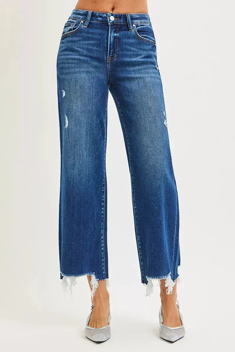 RISEN Jeans - High Rise Crop Wide Leg Jeans - Be Bliss Boutique
