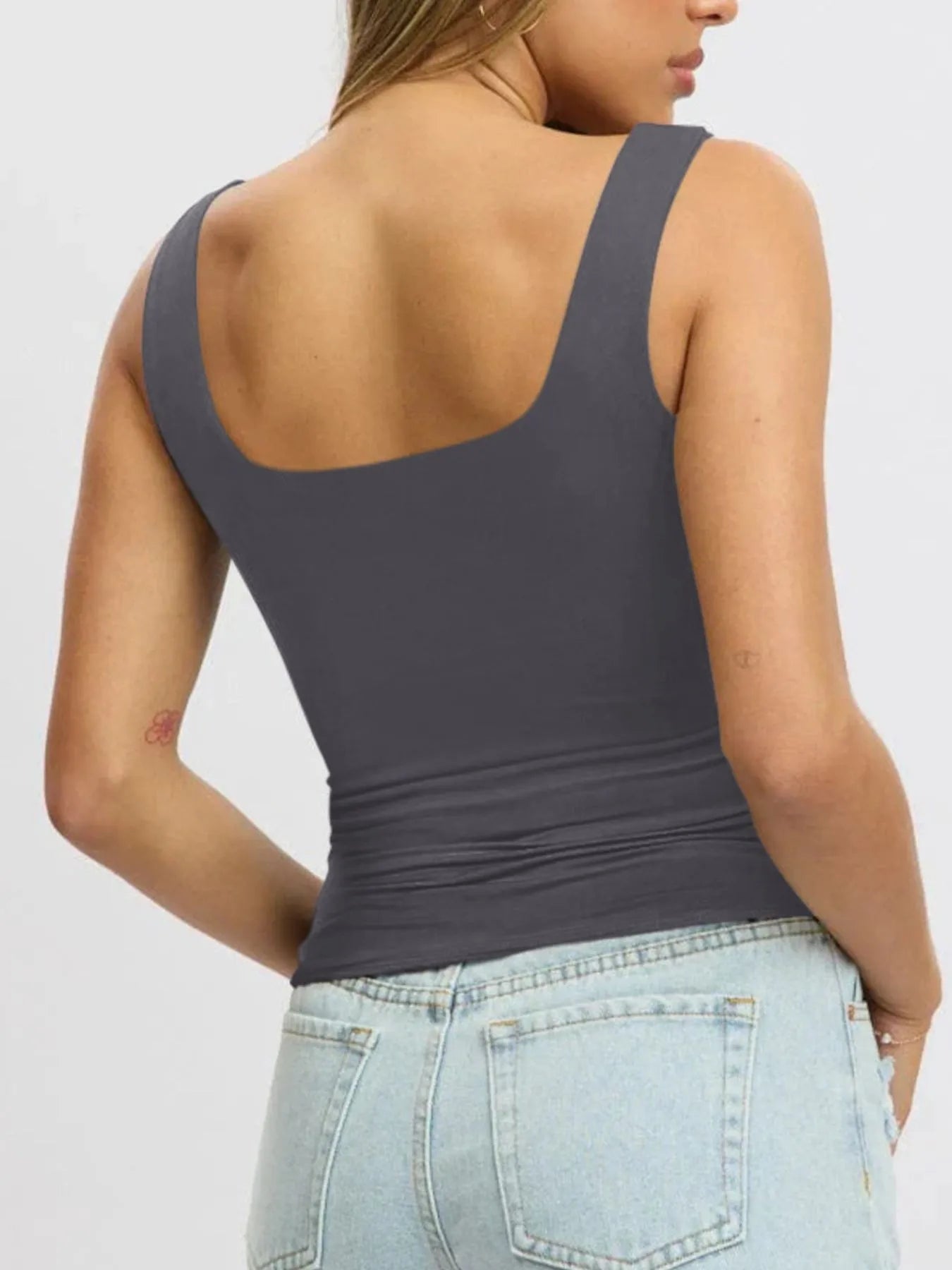 Women's Square Neck Wide Strap Tank Top - Be Bliss Boutique