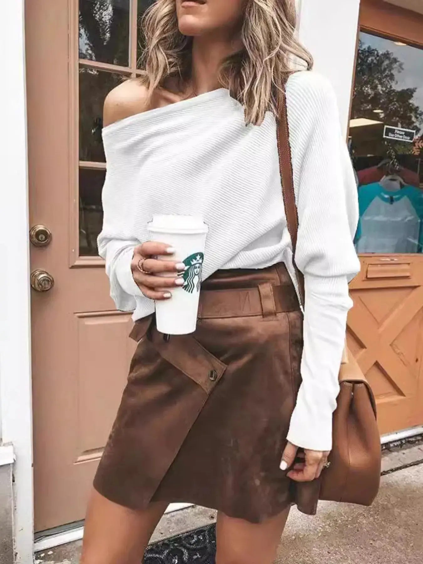 Full Size Ribbed One Shoulder Sweater - Be Bliss Boutique