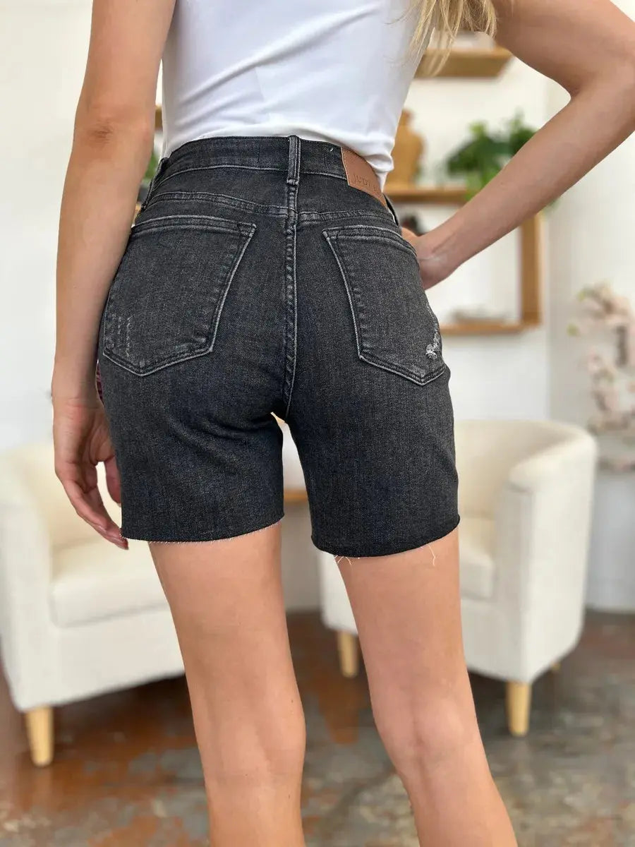 Judy Blue Jeans - Full Size High Waist Rigid Magic Denim Shorts - Be Bliss Boutique