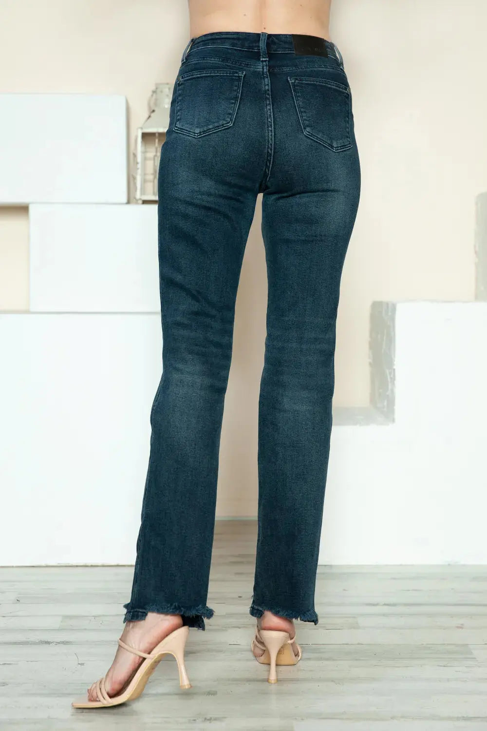 Plus Size Button Fly Hem Destroy Straight Leg Judy Blue Jeans - Be Bliss Boutique