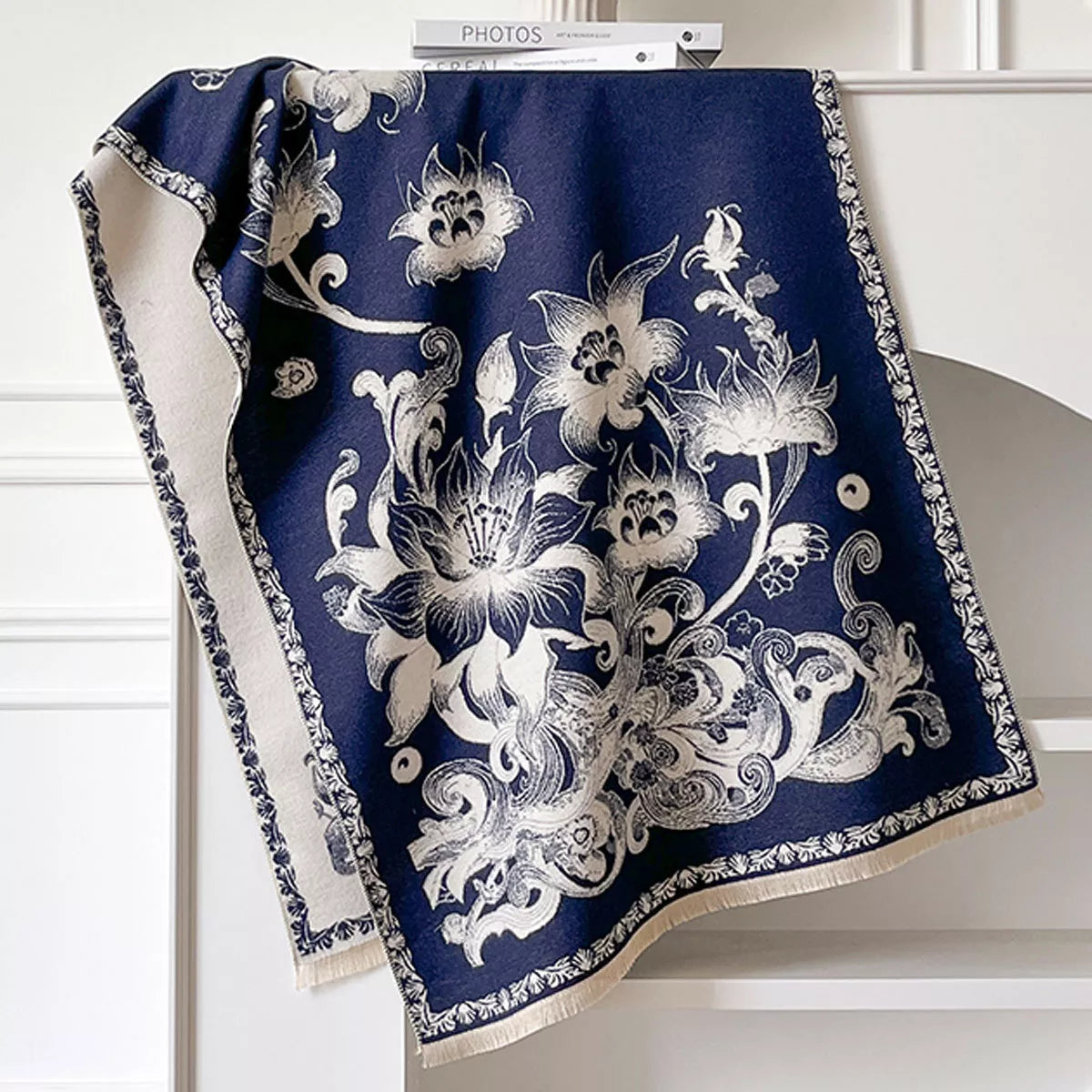 Floral Raw Hem Winter Womens Scarf - Be Bliss Boutique