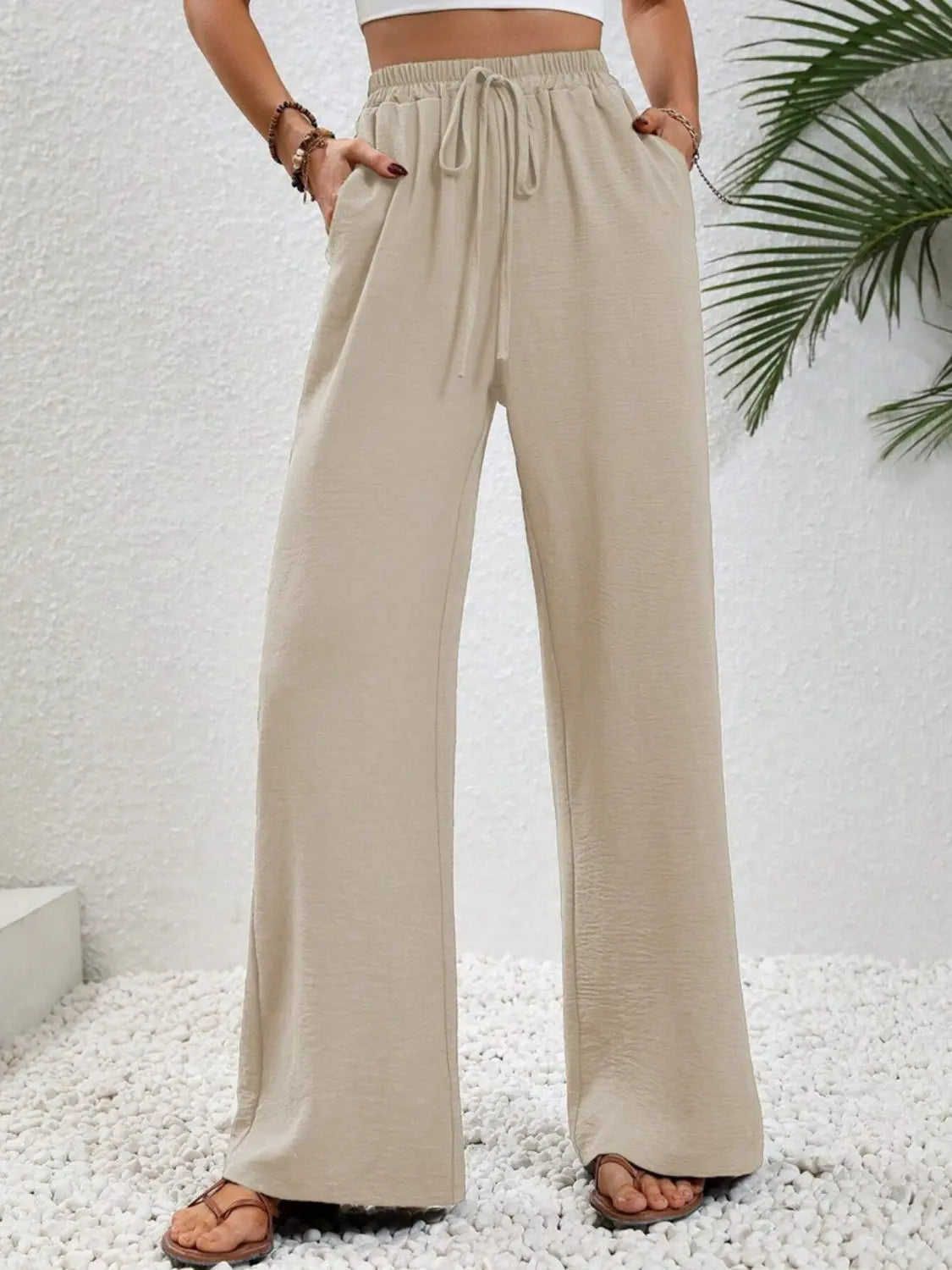Wide Leg Drawstring Pants - Be Bliss Boutique
