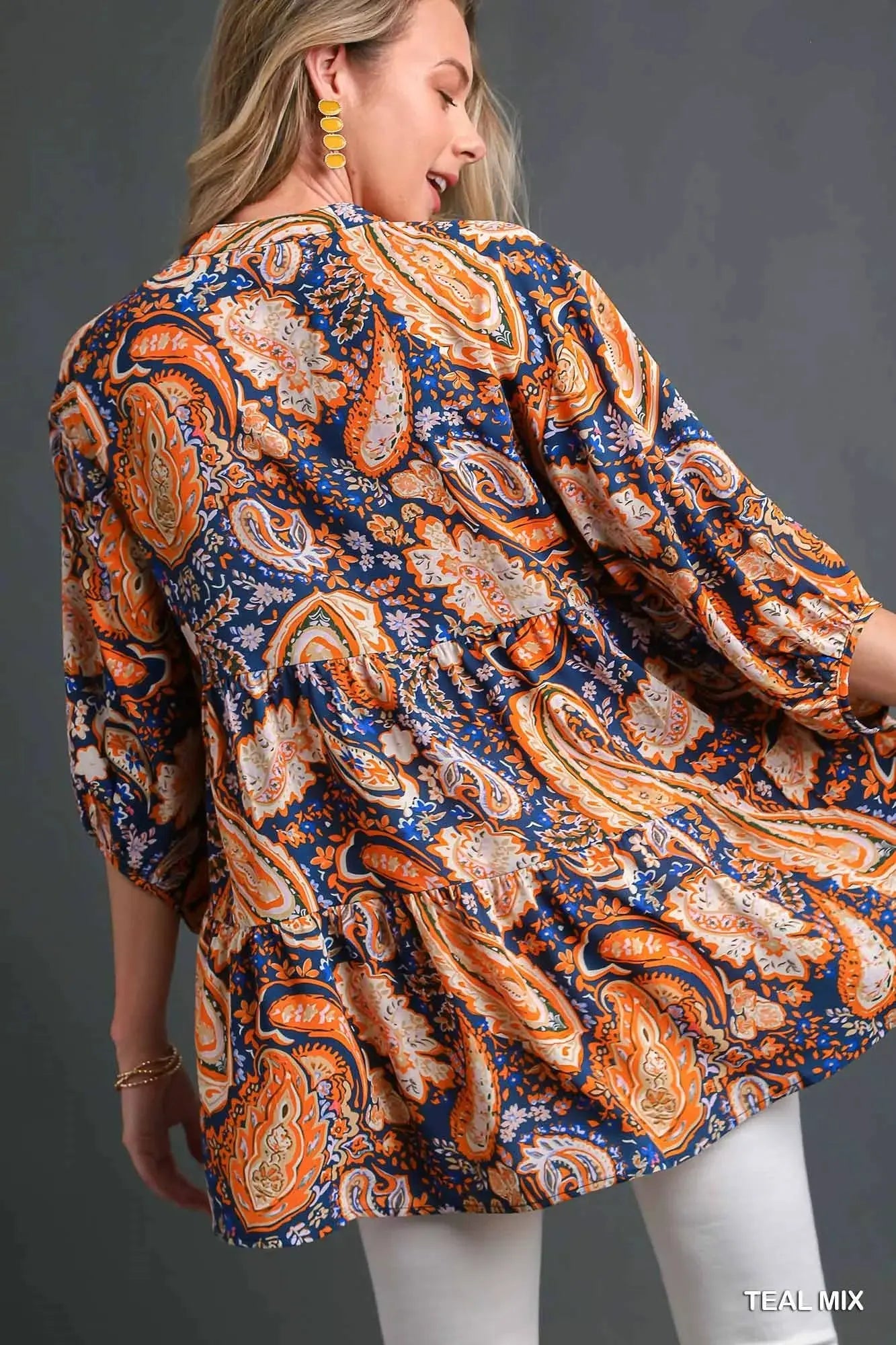 Umgee Mix Paisley Boho Tunic Blouse - Be Bliss Boutique