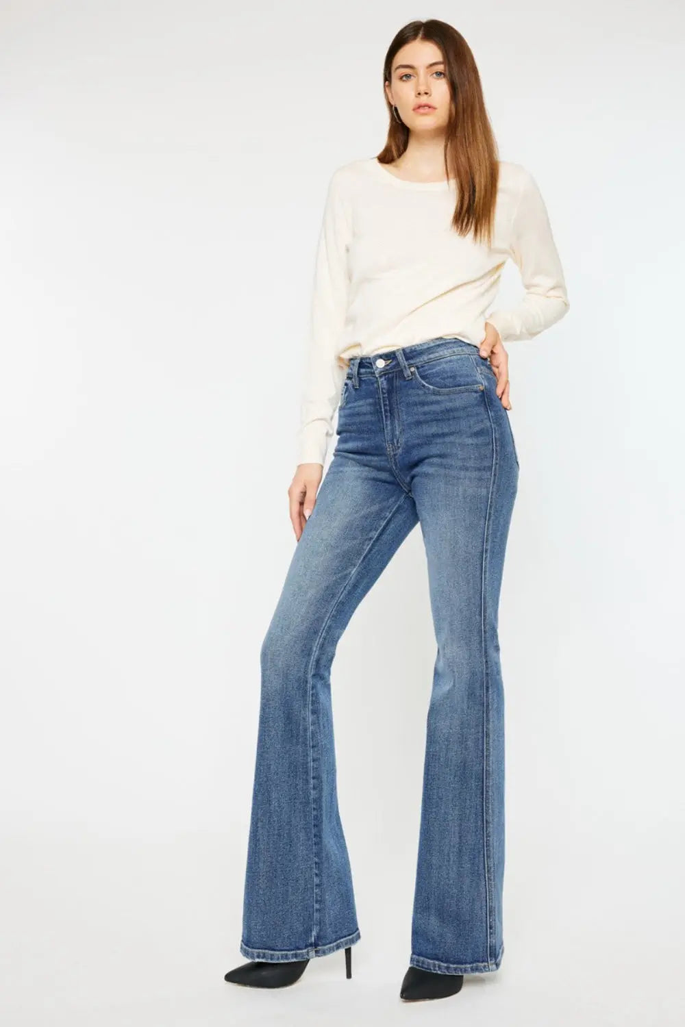 Kancan Cat's Whiskers High Waist Flare Jeans - Be Bliss Boutique