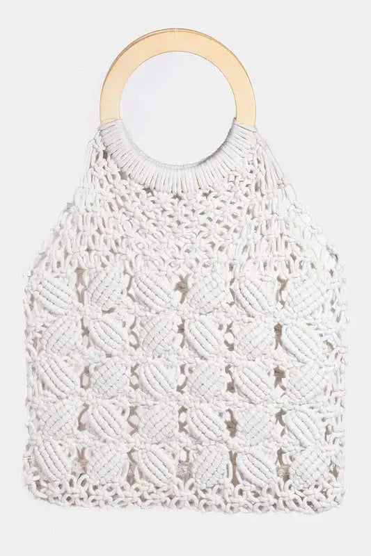 Fame Boho Braided Wooden Top Handle Bag - Be Bliss Boutique