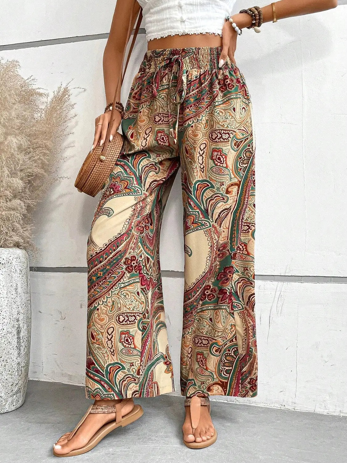 Printed Wide Leg Pants - Be Bliss Boutique