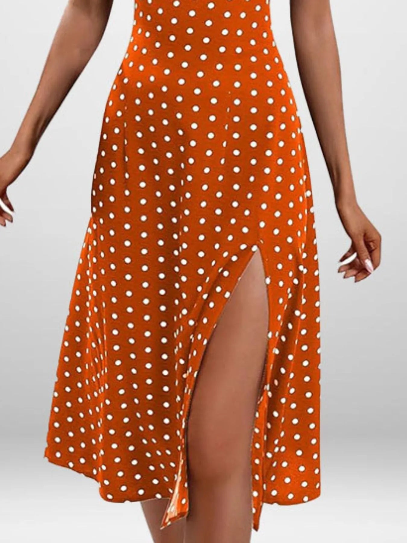 Full Size Slit Printed Cami Midi Dress - Be Bliss Boutique