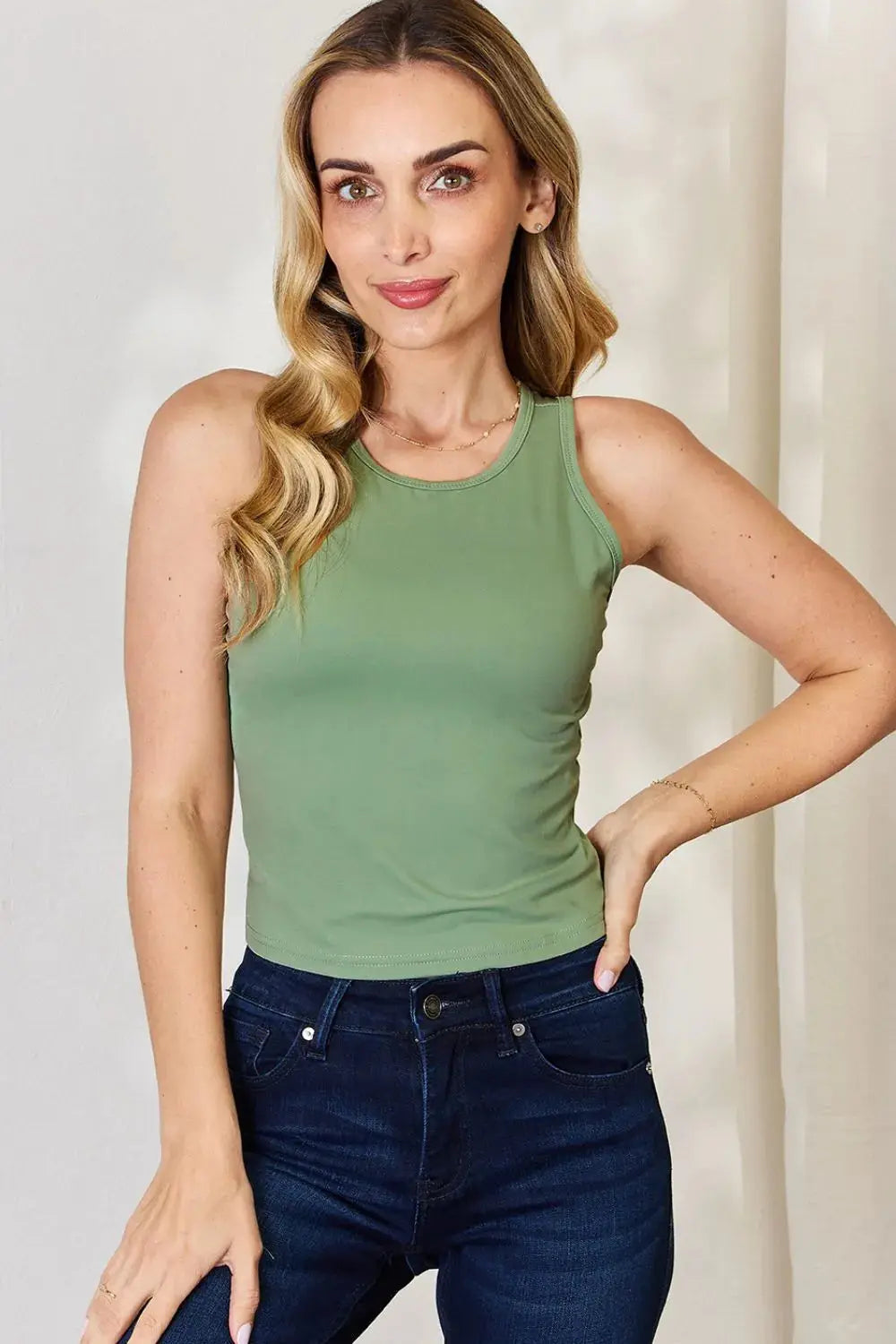 Basic Bae Full Size Round Neck Slim Fit Stretch Tank Top - Be Bliss Boutique