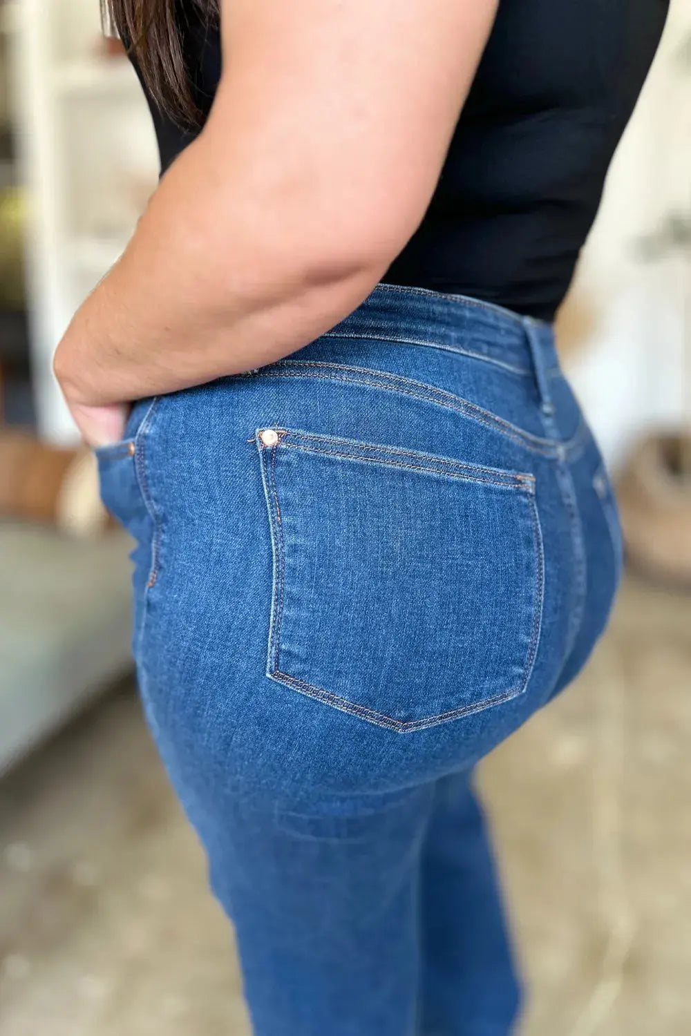 Full Size High Rise Straight Leg Judy Blue Jeans - Be Bliss Boutique