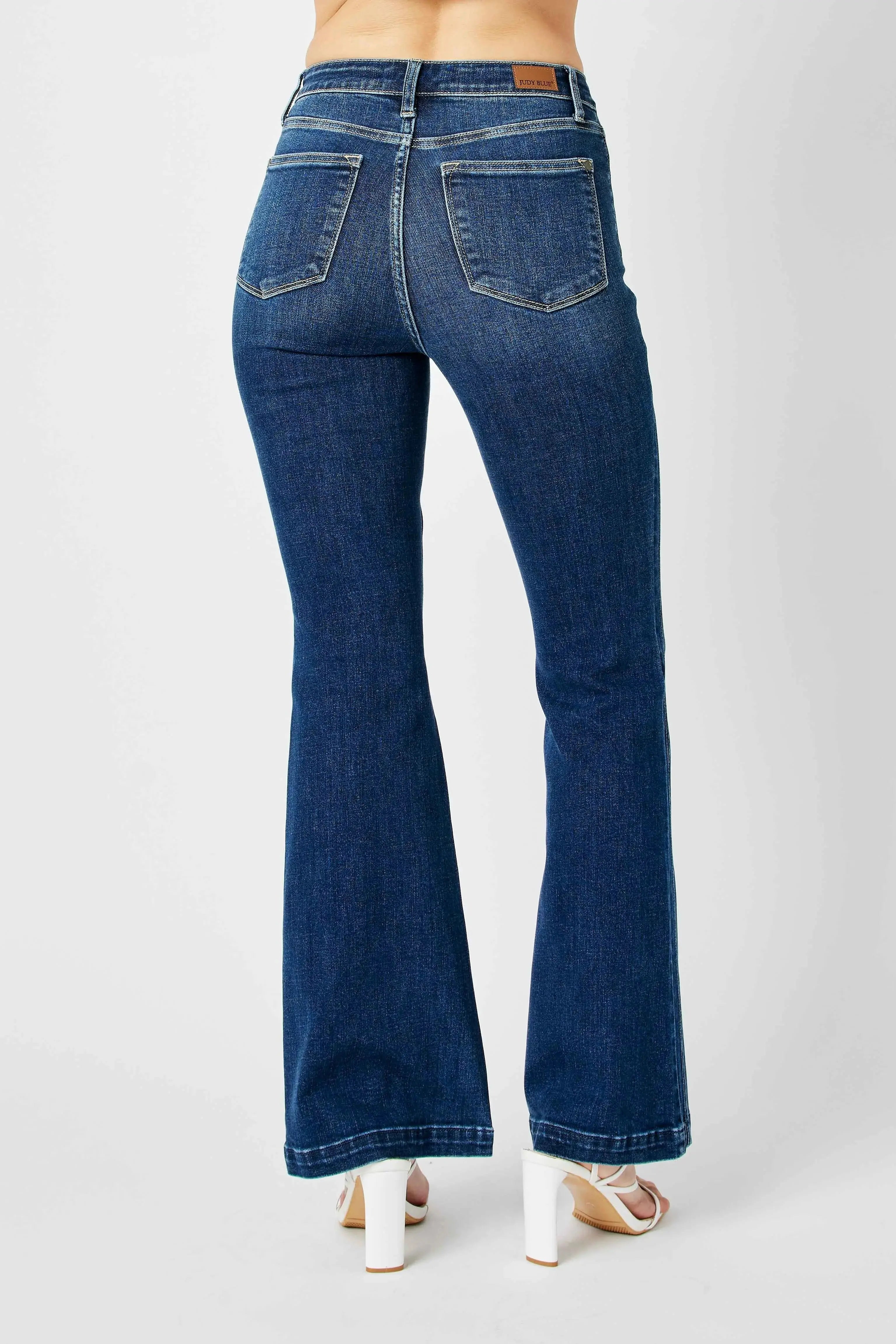 Plus Size High Waist Flare Judy Blue Jeans with Side Seam Detail - Be Bliss Boutique
