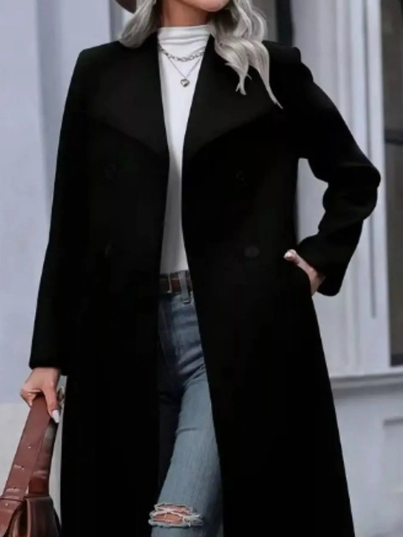 Double-Breasted Longline Overcoat - Be Bliss Boutique