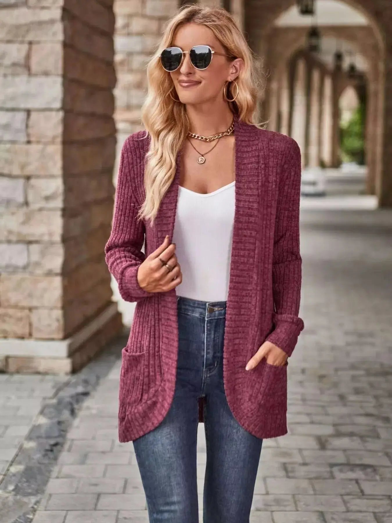 Ribbed Knit Open Front Cardigan - Be Bliss Boutique