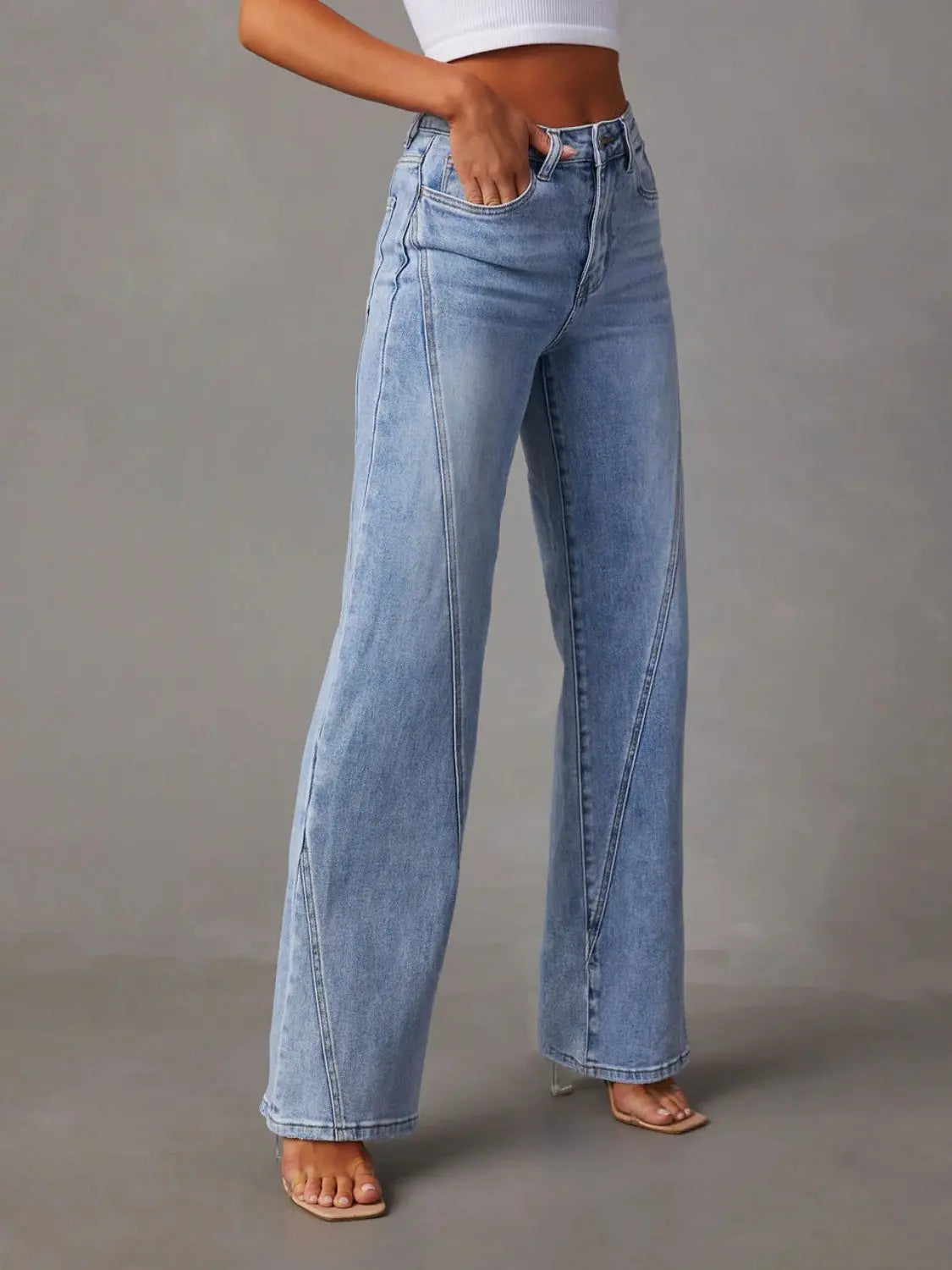 High Waist Straight Jeans with Pockets - Be Bliss Boutique