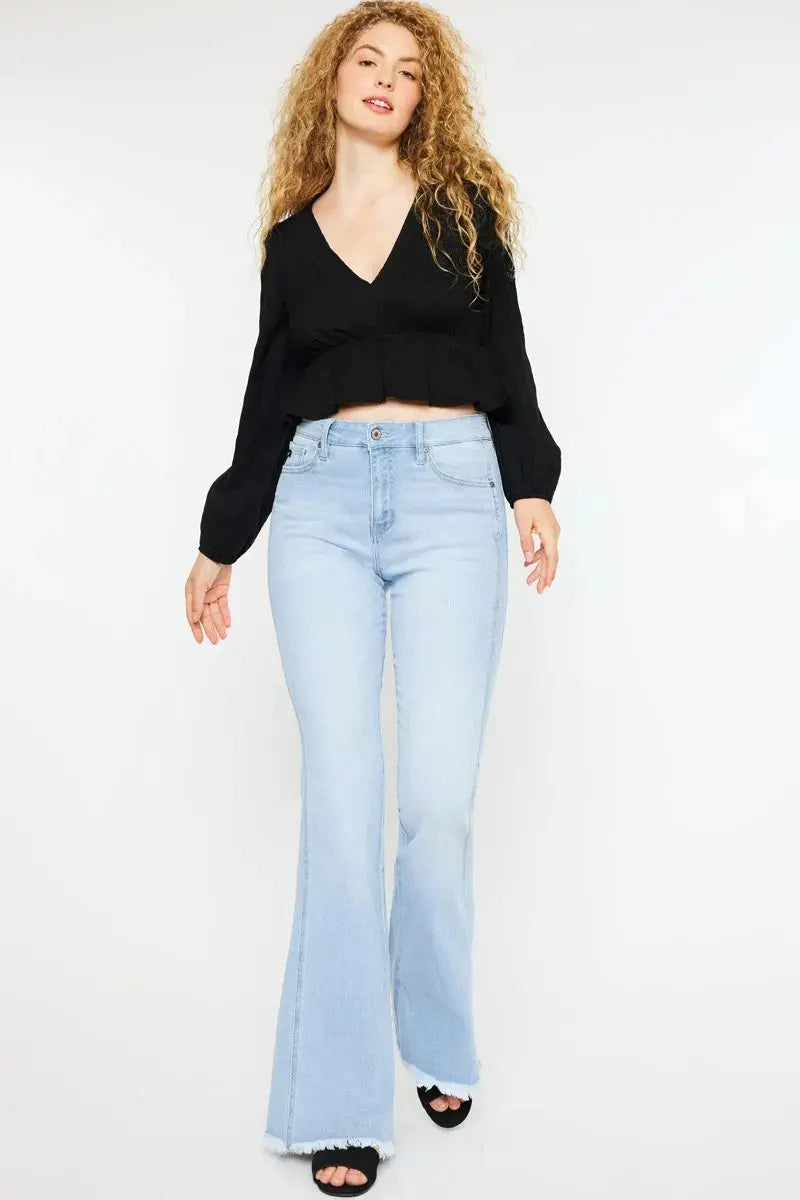 Curvy Kancan High Rise Flare Jeans - Light Wash - Be Bliss Boutique