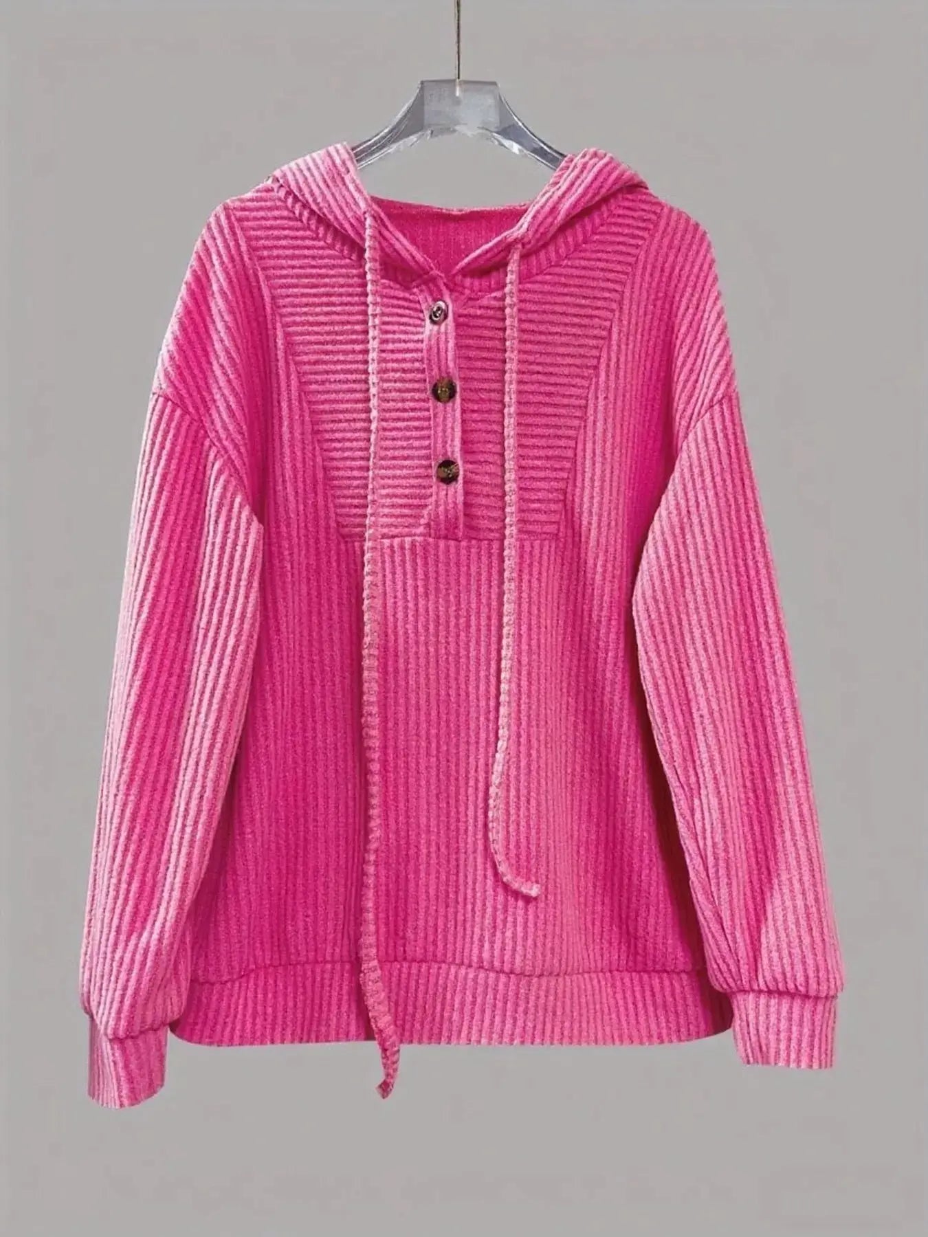 Button Front Drawstring Hoodie - Be Bliss Boutique