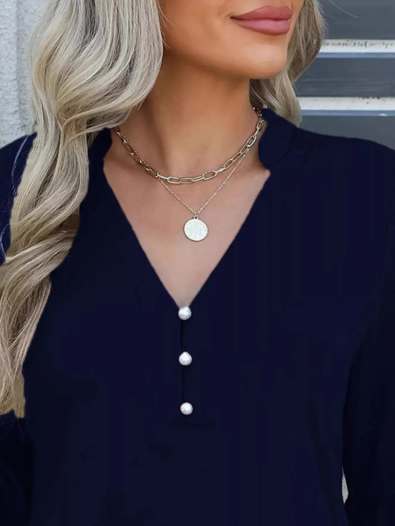 Full Size Notched Flounce Sleeve Blouse - Be Bliss Boutique