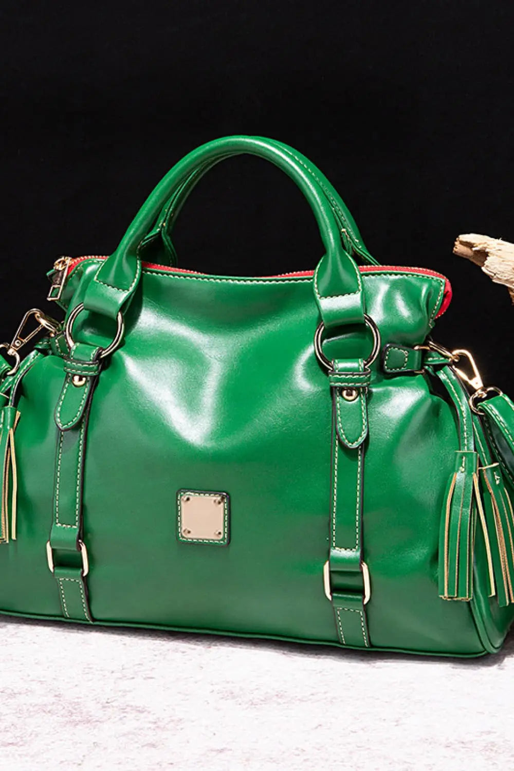 PU Leather Handbag with Tassels - Be Bliss Boutique