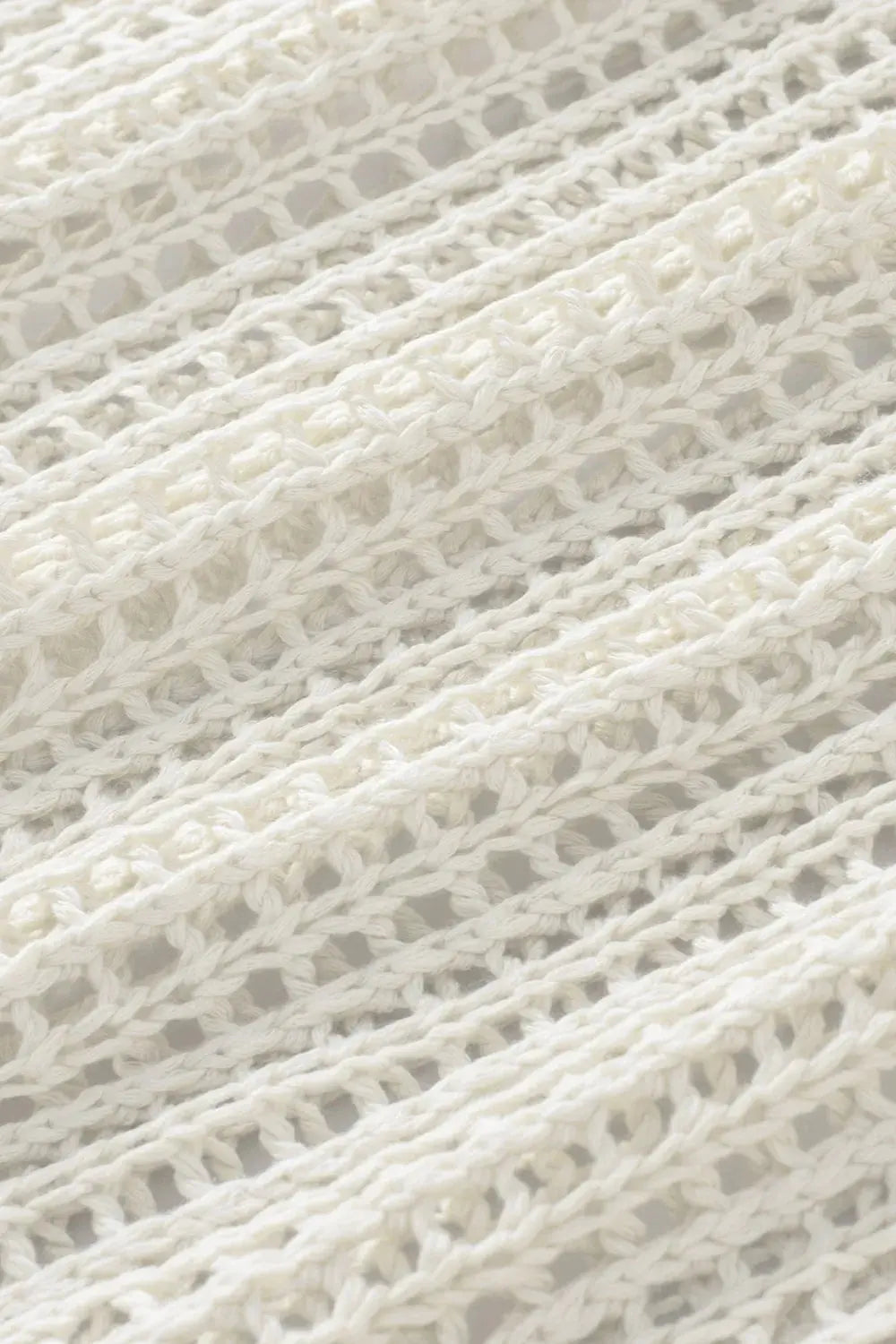 Openwork Round Neck Half Sleeve Knit Cover Up Top - Be Bliss Boutique