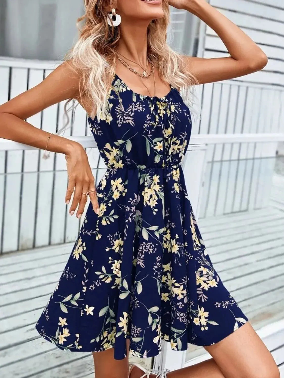 Floral Print Spaghetti Strap Summer Mini Dress - Be Bliss Boutique