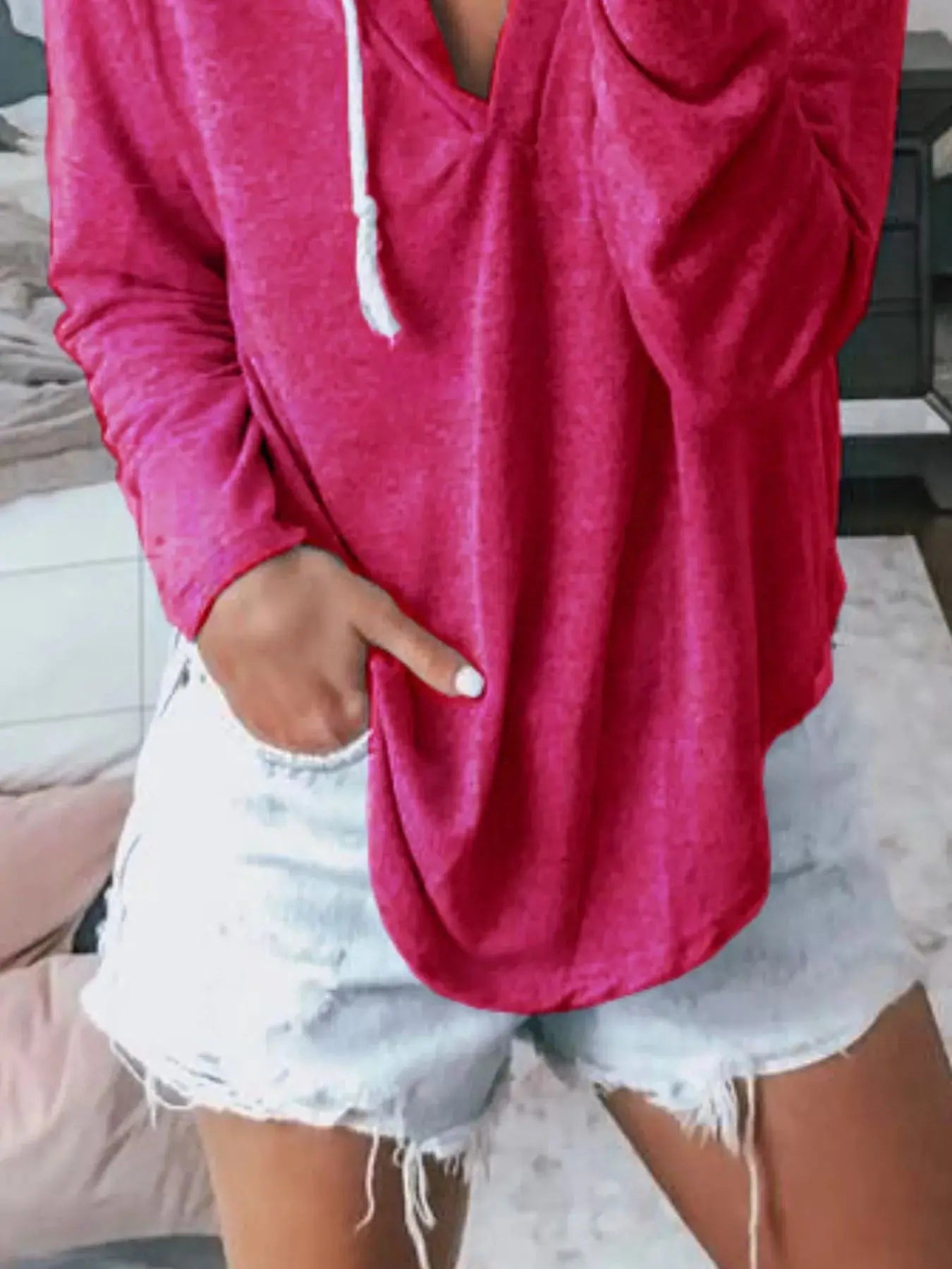 Plus Size Drawstring Long Sleeve Hoodie - Be Bliss Boutique