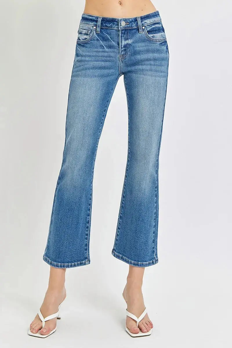 Full/Plus Size Low Rise Crop Flare RISEN Jeans - Be Bliss Boutique