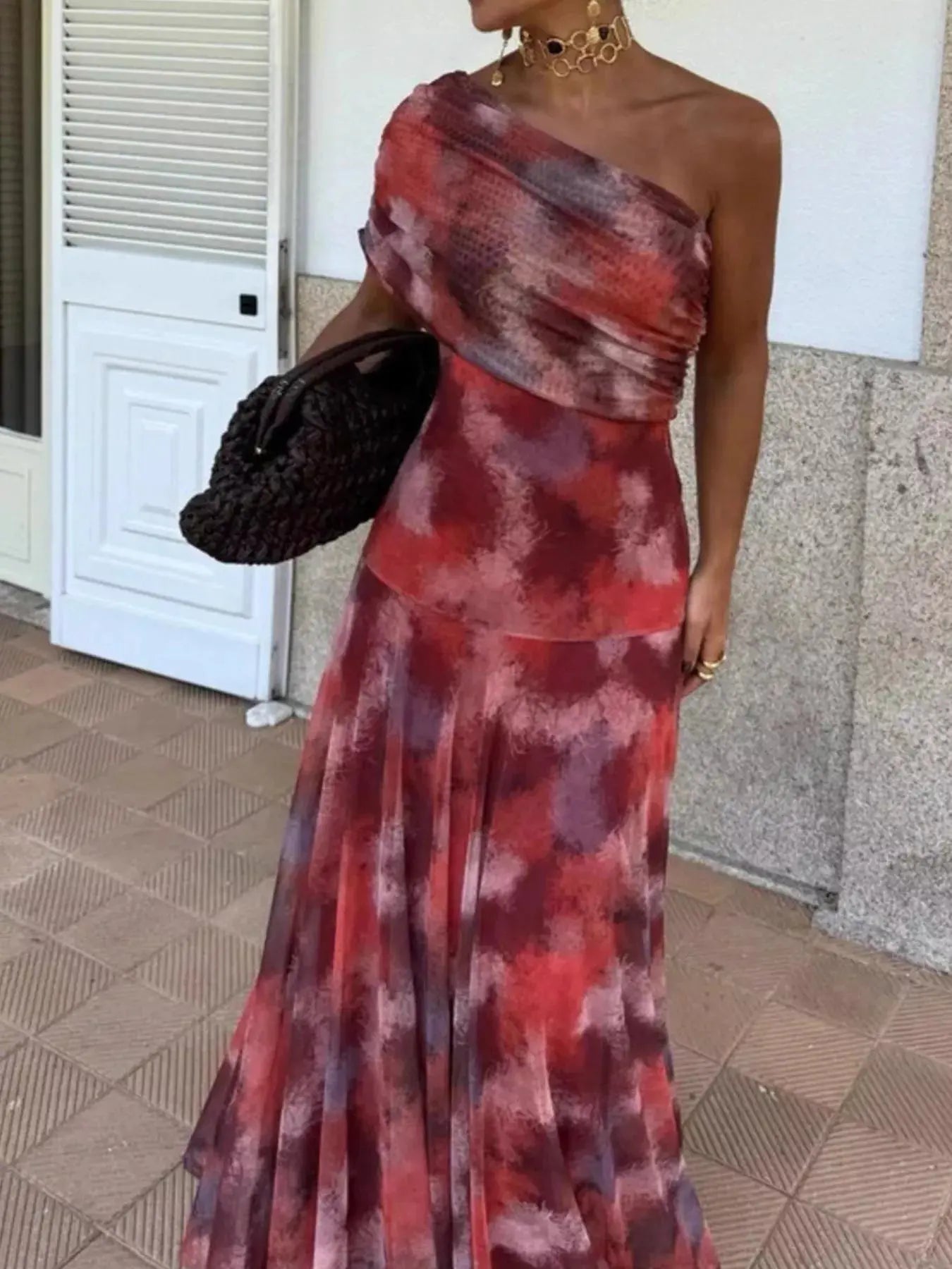 Printed Short Sleeve Maxi Dress - Be Bliss Boutique