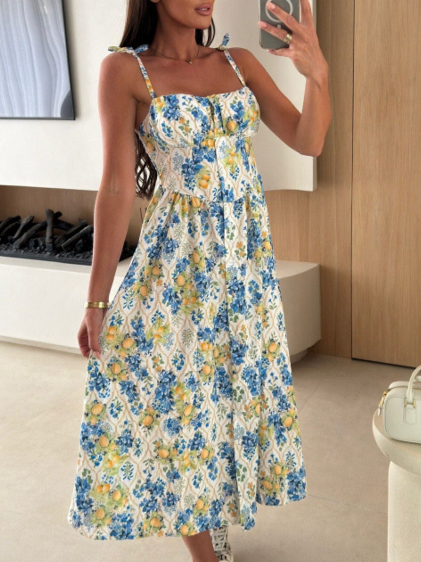 Striped Tie Shoulder Midi Dress - Be Bliss Boutique