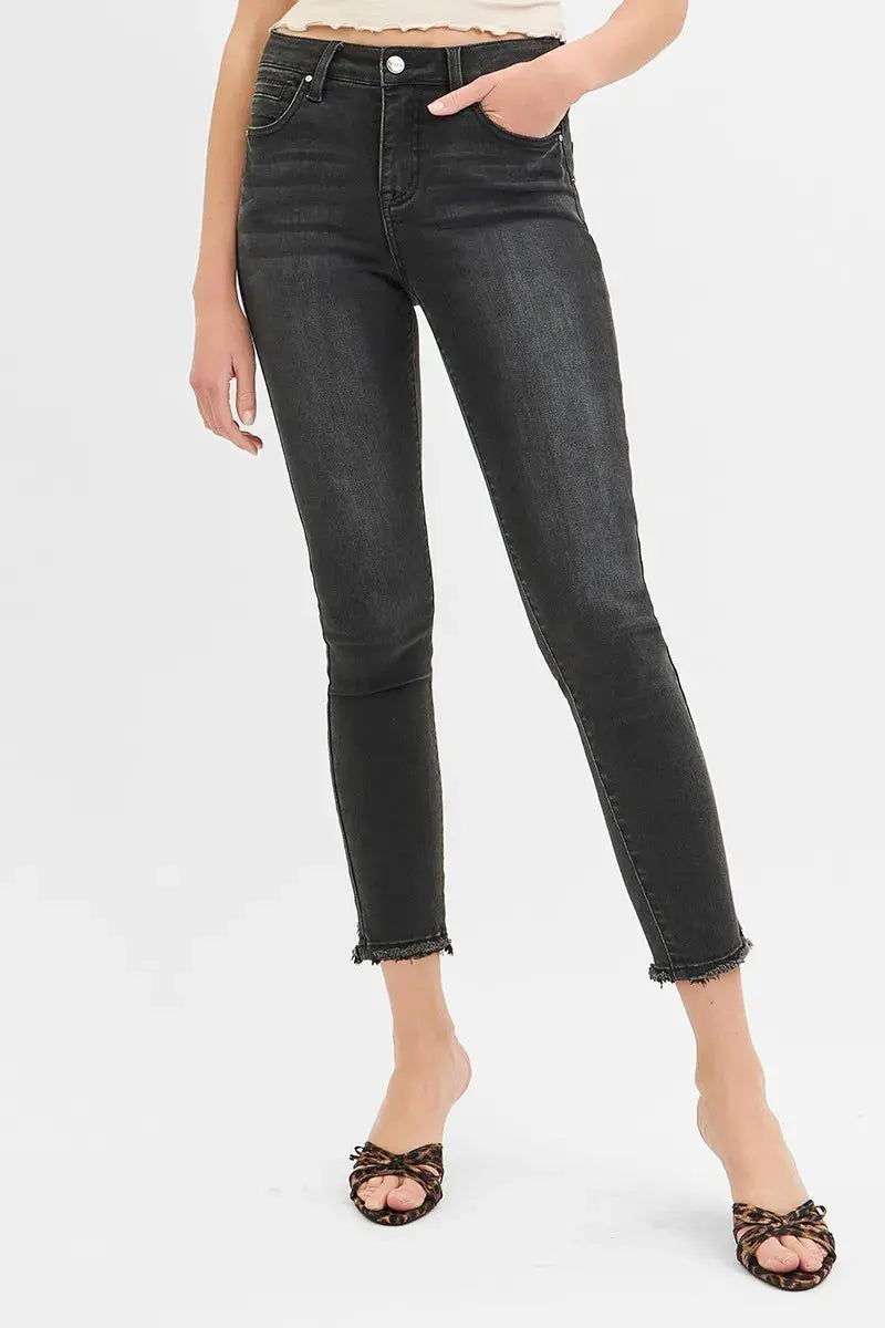 RISEN Jeans - Full Size Tummy Control Mid Rise Crop Skinny Jeans - Be Bliss Boutique