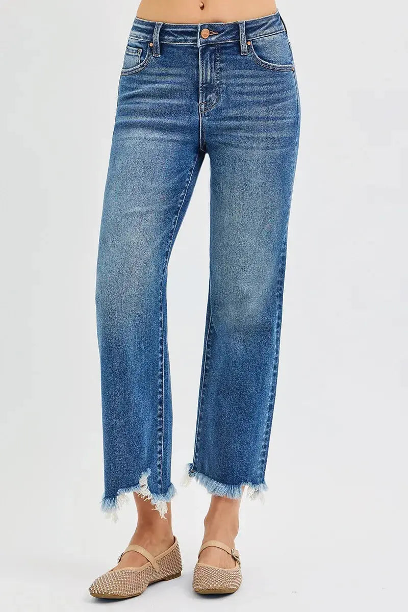 RISEN Jeans - Plus Size Mid Rise Cropped Straight Jeans - Be Bliss Boutique