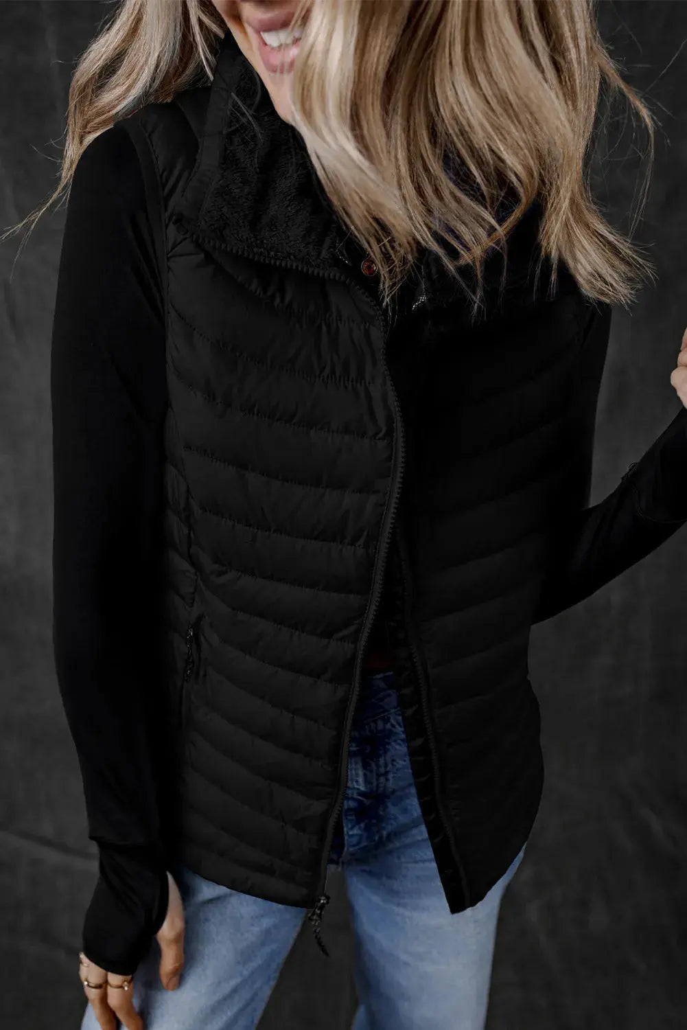 Pocketed Zip Up Womens Puffer Vest - Be Bliss Boutique