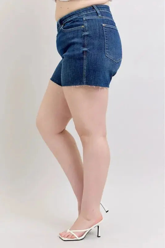 Judy Blue Jeans - Full Size High Waist Criss-Cross Waistband Denim Shorts - Be Bliss Boutique