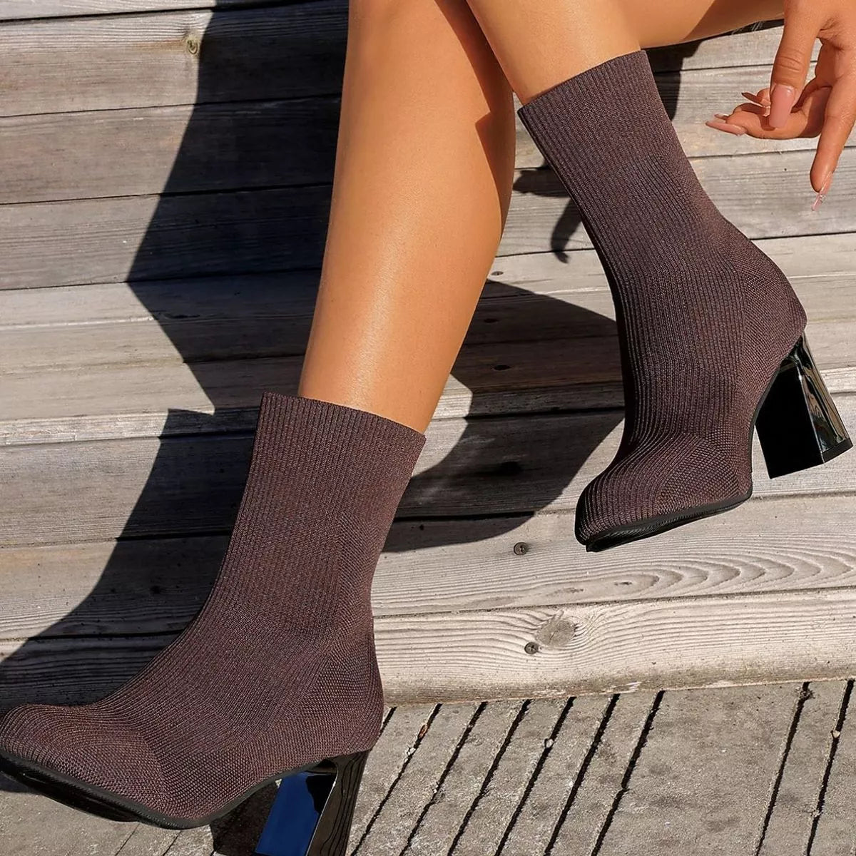 Round Toe Block Heels Boots - Be Bliss Boutique